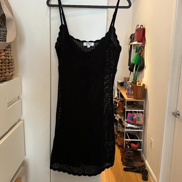 NWT Frankie's Bikinis Collette Crochet Mini Dress Black Size Large - Picture 5 of 7